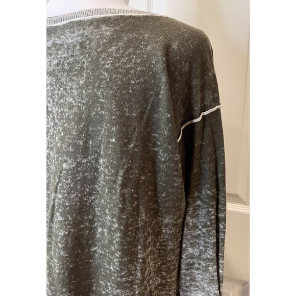 Democracy Womens Green Cotton Sweater Soft Unique Y2K Burnout Fall M Classic - Picture 10 of 14